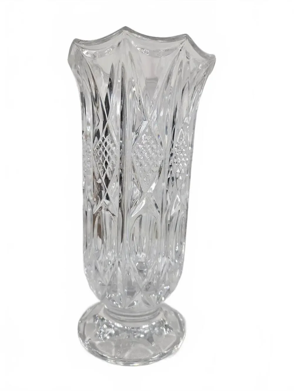 Vintage Cut Crystal Footed Vase 9.5